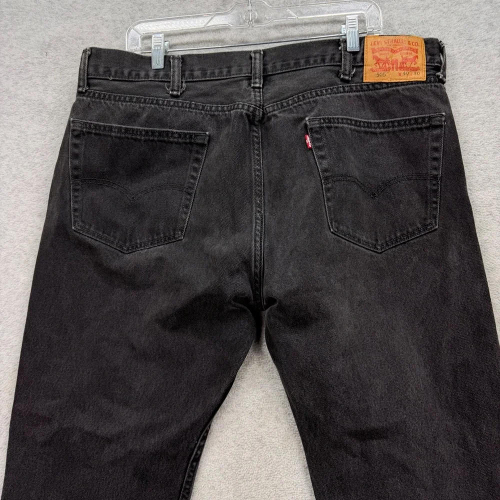 Levis‎ 505 Regular Fit Jeans Mens 40x28* Black Denim Pants Faded Straight Work